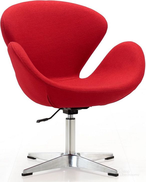 The appearance of Raspberry Adjustable Swivel Chair in Red and Polished Chrome designed by Manhattan Comfort in the modern / contemporary interior design. This red piece of furniture  was selected by 1StopBedrooms from Raspberry Collection to add a touch of cosiness and style into your home. Sku: AC038-RD. Material: Metal. Product Type: Swivel Chair. Image1