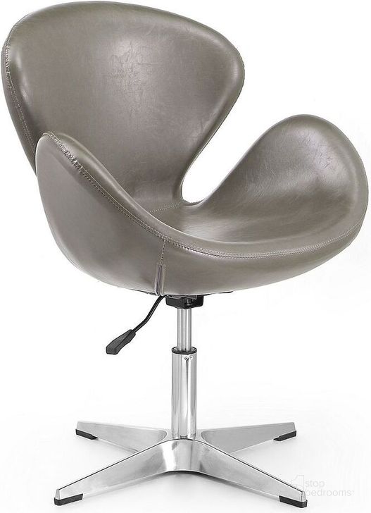 The appearance of Raspberry Faux Leather Adjustable Swivel Chair in Pebble and Polished Chrome designed by Manhattan Comfort in the modern / contemporary interior design. This pebble piece of furniture  was selected by 1StopBedrooms from Raspberry Collection to add a touch of cosiness and style into your home. Sku: AC038-PE. Material: Metal. Product Type: Swivel Chair. Image1
