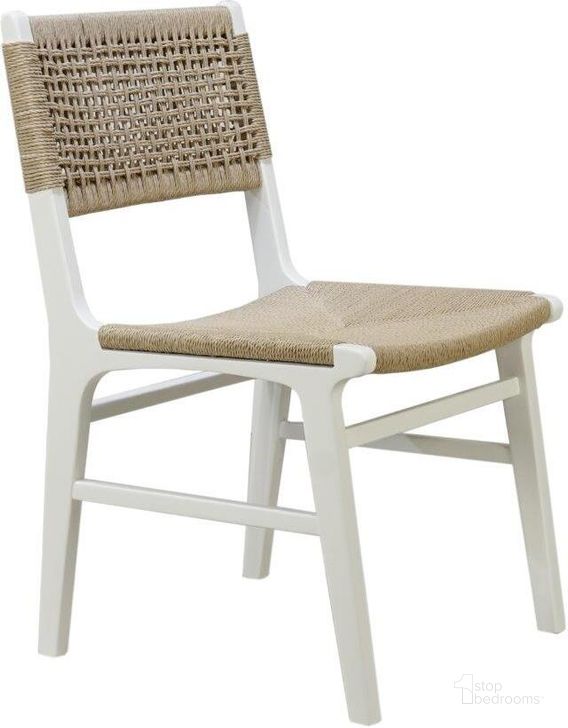 The appearance of Rattan Wrapped Dining Chair In Matte White Lacquer designed by Worlds Away in the traditional interior design. This white piece of furniture  was selected by 1StopBedrooms from  to add a touch of cosiness and style into your home. Sku: MONROE WH. Material: Wood. Product Type: Dining Chair. Image1