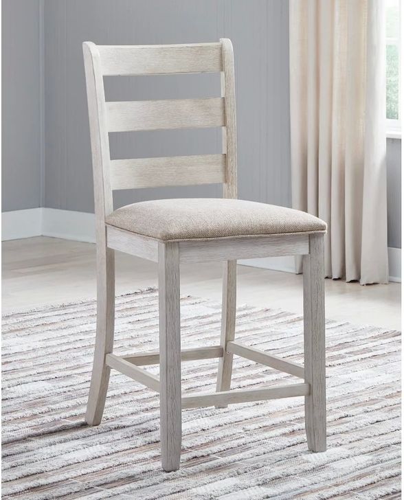 The appearance of Rattray White/Light Brown Barstool Set of 2 0qd2351931 designed by Off 5th Home in the transitional interior design. This white/light brown piece of furniture  was selected by 1StopBedrooms from Rattray Collection to add a touch of cosiness and style into your home. Sku: D394-124. Material: Fabric. Product Type: Barstool. Image1
