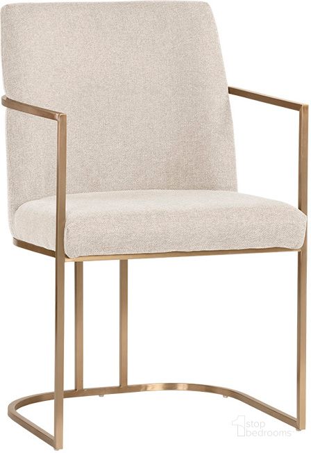 The appearance of Rayla Dining Armchair - Belfast Oatmeal designed by Sunpan in the modern / contemporary interior design. This cream piece of furniture  was selected by 1StopBedrooms from Rayla Collection to add a touch of cosiness and style into your home. Sku: 106727. Material: Fabric. Product Type: Arm Chair. Image1
