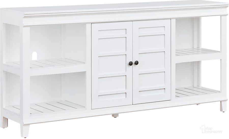 The appearance of Reagan 66 Inch Media Console In White designed by Progressive Furniture in the transitional interior design. This white piece of furniture  was selected by 1StopBedrooms from Reagan Collection to add a touch of cosiness and style into your home. Sku: E731-66. Product Type: Entertainment Console. Material: Solid Pine. Image1