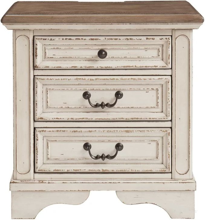 Realyn Two Tone 3 Drawer Nightstand by Ashley Furniture 1StopBedrooms