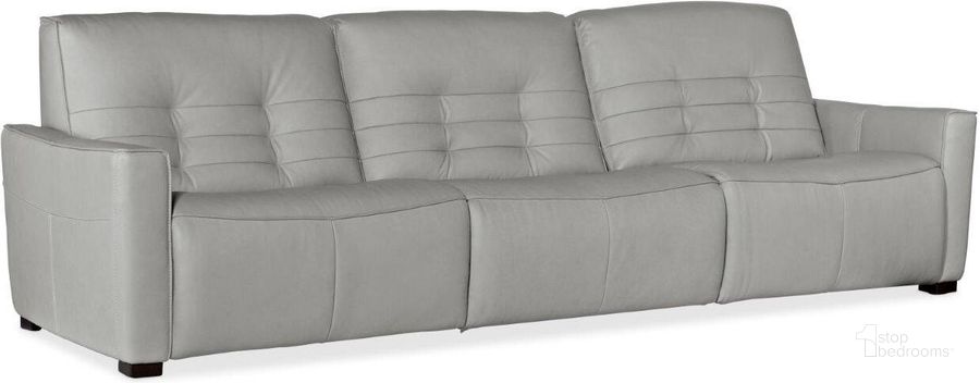 The appearance of Reaux Grey Power Recline Sofa With 3 Power Recliners designed by Hooker in the transitional interior design. This grey piece of furniture  was selected by 1StopBedrooms from Reaux Collection to add a touch of cosiness and style into your home. Sku: SS555-1.5AL-P-NH-095;SS555-1.5LS-P-NH-095;SS555-1.5RS-P-NH-095. Material: Leather. Product Type: Recliner. Image1
