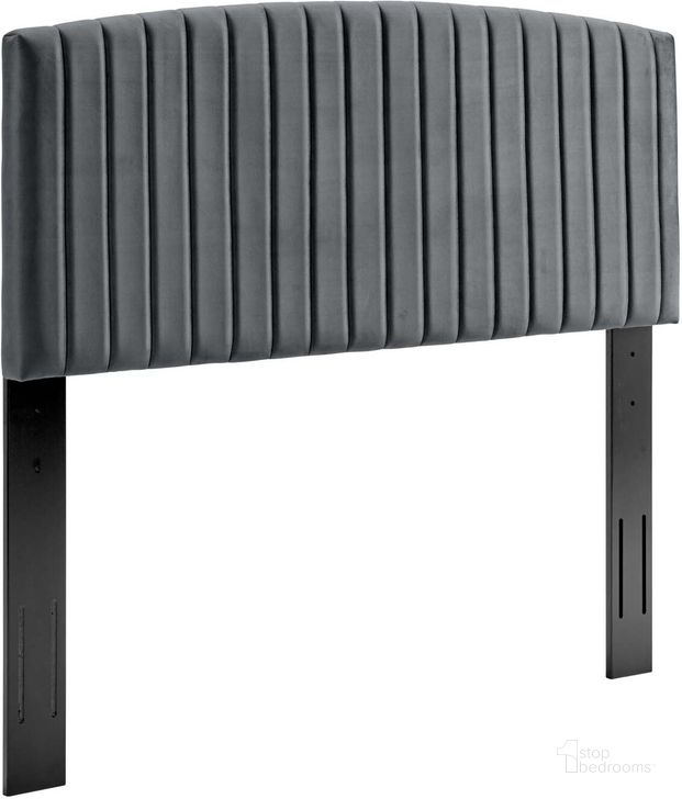 The appearance of Rebecca Charcoal Performance Velvet Full / Queen Headboard designed by Modway in the modern / contemporary interior design. This charcoal piece of furniture  was selected by 1StopBedrooms from Rebecca Collection to add a touch of cosiness and style into your home. Sku: MOD-6141-CHA. Material: Wood. Product Type: Headboard. Bed Size: Queen. Image1