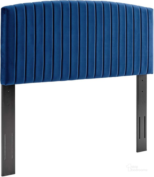 The appearance of Rebecca Navy Performance Velvet Twin Headboard designed by Modway in the modern / contemporary interior design. This navy piece of furniture  was selected by 1StopBedrooms from Rebecca Collection to add a touch of cosiness and style into your home. Sku: MOD-6140-NAV. Material: Wood. Product Type: Headboard. Bed Size: Twin. Image1