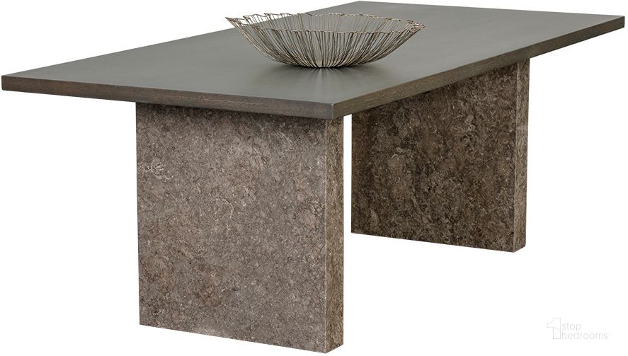 The appearance of Rebel Dining Table - Grey Marble/Charcoal Grey - 82.75 Inch designed by Sunpan in the modern / contemporary interior design. This gray piece of furniture  was selected by 1StopBedrooms from Rebel Collection to add a touch of cosiness and style into your home. Sku: 105071. Table Base Style: Double Pedestal. Material: Wood. Product Type: Dining Table. Table Top Shape: Rectangular. Size: 83". Image1