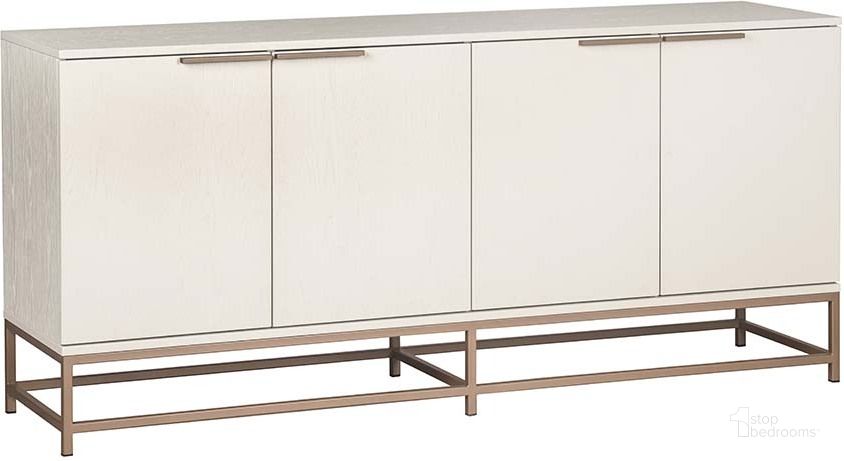 The appearance of Rebel Large Sideboard In Champagne Gold And Cream designed by Sunpan in the modern / contemporary interior design. This champagne gold piece of furniture  was selected by 1StopBedrooms from Rebel Collection to add a touch of cosiness and style into your home. Sku: 108769. Material: Wood. Product Type: Sideboard. Image1