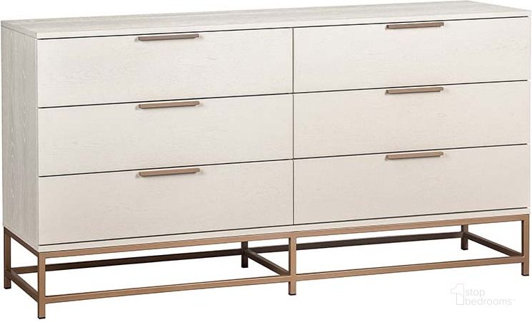 The appearance of Rebel Small Dresser In Champagne Gold And Cream designed by Sunpan in the modern / contemporary interior design. This champagne gold piece of furniture  was selected by 1StopBedrooms from Rebel Collection to add a touch of cosiness and style into your home. Sku: 108498. Material: Wood. Product Type: Dresser. Image1