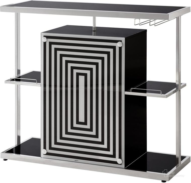 The appearance of Rec Room Chrome and Black Bar Unit designed by Coaster in the modern / contemporary interior design. This chrome piece of furniture  was selected by 1StopBedrooms from Rec Room Collection to add a touch of cosiness and style into your home. Sku: 130076. Material: Glass. Product Type: Bar Table. Image1