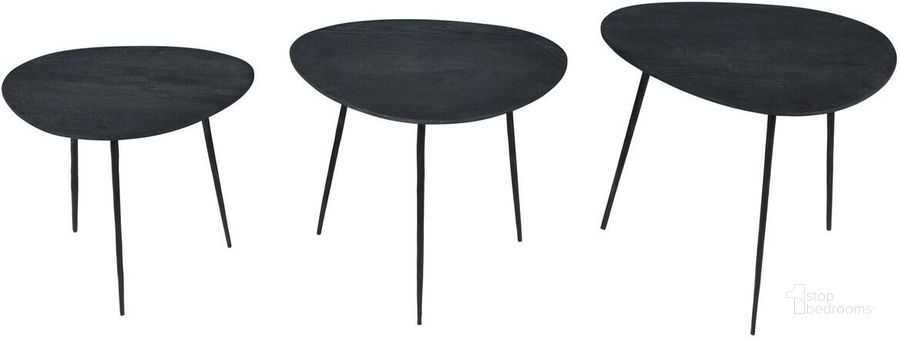 The appearance of Reeves Abstract Contemporary Solid Acacia Wood Nesting End Tables Set of 3 In Black designed by Jofran in the modern / contemporary interior design. This black piece of furniture  was selected by 1StopBedrooms from Global Archive Collection to add a touch of cosiness and style into your home. Sku: 1730-221B. Product Type: End Table. Material: Iron. Image1