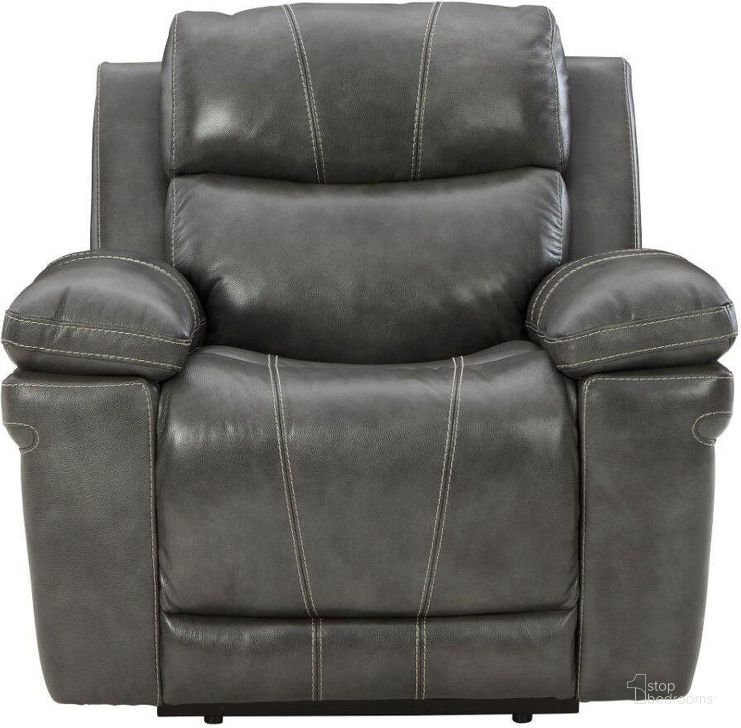 The appearance of Reevesboro Charcoal Recliner designed by FineForm in the modern / contemporary interior design. This charcoal piece of furniture  was selected by 1StopBedrooms from Reevesboro Collection to add a touch of cosiness and style into your home. Sku: U6480613. Product Type: Recliner. Material: Leather Match. Image1