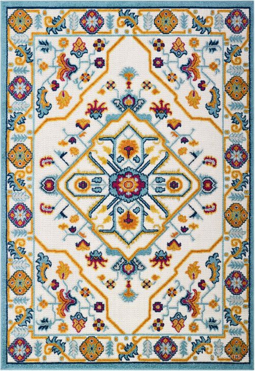 The appearance of Reflect Multicolor Freesia Distressed Floral Persian Medallion 5x8 Indoor and Outdoor Area Rug designed by Modway in the modern / contemporary interior design. This multicolor piece of furniture  was selected by 1StopBedrooms from Reflect Collection to add a touch of cosiness and style into your home. Sku: R-1184A-58. Material: Polypropylene. Product Type: Area Rugs. Image1