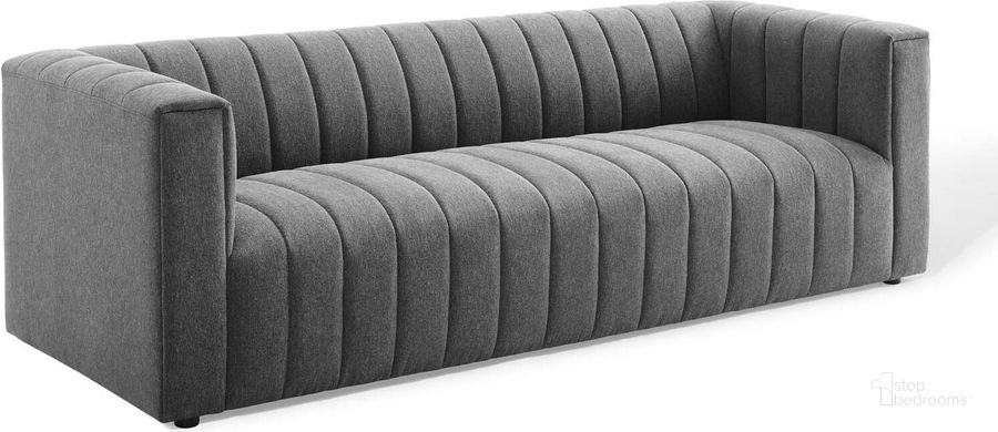 The appearance of Reflection Channel Tufted Upholstered Fabric Sofa EEI-3881-CHA designed by Modway in the modern / contemporary interior design. This charcoal piece of furniture  was selected by 1StopBedrooms from Reflection Collection to add a touch of cosiness and style into your home. Sku: EEI-3881-CHA. Material: Polyester. Product Type: Sofa. Image1