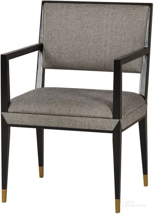 The appearance of Reform Arm Chair In Black Finish/Winston Speckle designed by Sonder Living in the  interior design. This grey and silver piece of furniture  was selected by 1StopBedrooms from Reform Collection to add a touch of cosiness and style into your home. Sku: FG1302066. Material: Wood. Product Type: Arm Chair. Image1