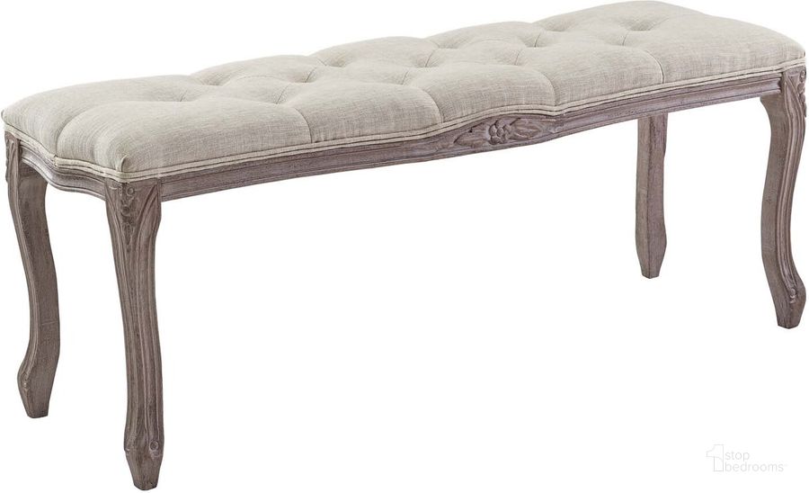 The appearance of Regal Beige Vintage French Upholstered Fabric Bench designed by Modway in the modern / contemporary interior design. This beige piece of furniture  was selected by 1StopBedrooms from Regal Collection to add a touch of cosiness and style into your home. Sku: EEI-2794-BEI. Material: Wood. Product Type: Bench. Image1