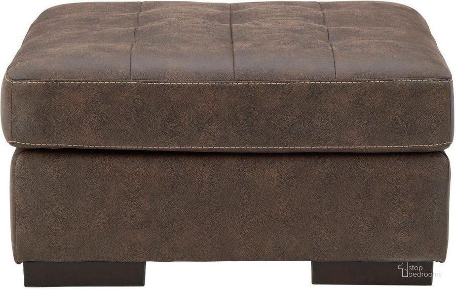 The appearance of Regalmore Walnut Ottoman 0qd24394041 designed by Luxury Loft in the modern / contemporary interior design. This walnut piece of furniture  was selected by 1StopBedrooms from Regalmore Collection to add a touch of cosiness and style into your home. Sku: 6200208. Material: Fabric. Product Type: Ottoman. Image1