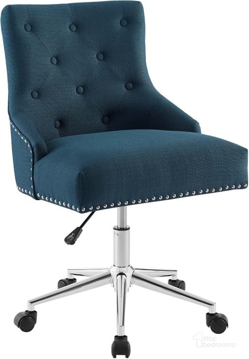 The appearance of Regent Azure Tufted Button Swivel Upholstered Fabric Office Chair designed by Modway in the modern / contemporary interior design. This azure piece of furniture  was selected by 1StopBedrooms from Regent Collection to add a touch of cosiness and style into your home. Sku: EEI-3609-AZU. Product Type: Office Chair. Material: Pine. Image1