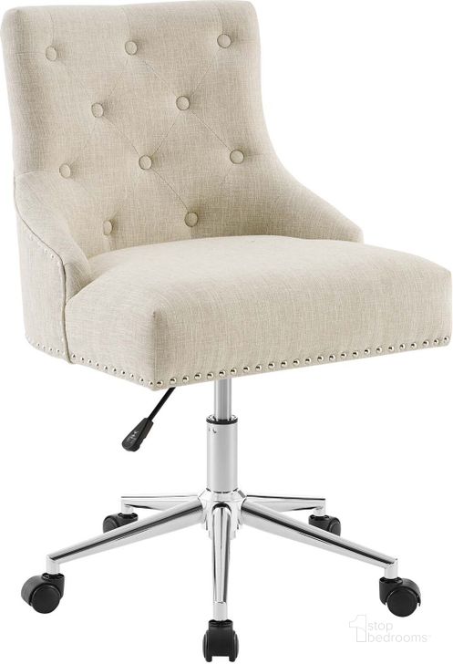 The appearance of Regent Beige Tufted Button Swivel Upholstered Fabric Office Chair designed by Modway in the modern / contemporary interior design. This beige piece of furniture  was selected by 1StopBedrooms from Regent Collection to add a touch of cosiness and style into your home. Sku: EEI-3609-BEI. Product Type: Office Chair. Material: Pine. Image1