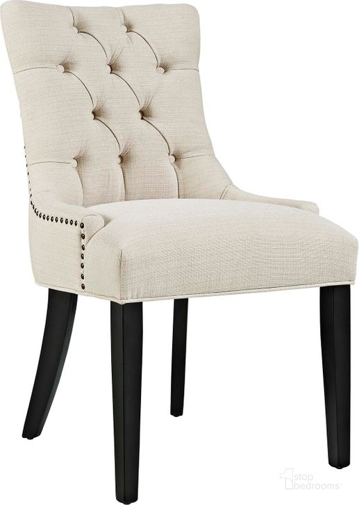 The appearance of Regent Beige Tufted Fabric Dining Side Chair EEI-2223-BEI designed by Modway in the modern / contemporary interior design. This beige piece of furniture  was selected by 1StopBedrooms from Regent Collection to add a touch of cosiness and style into your home. Sku: EEI-2223-BEI. Material: Wood. Product Type: Side Chair. Image1