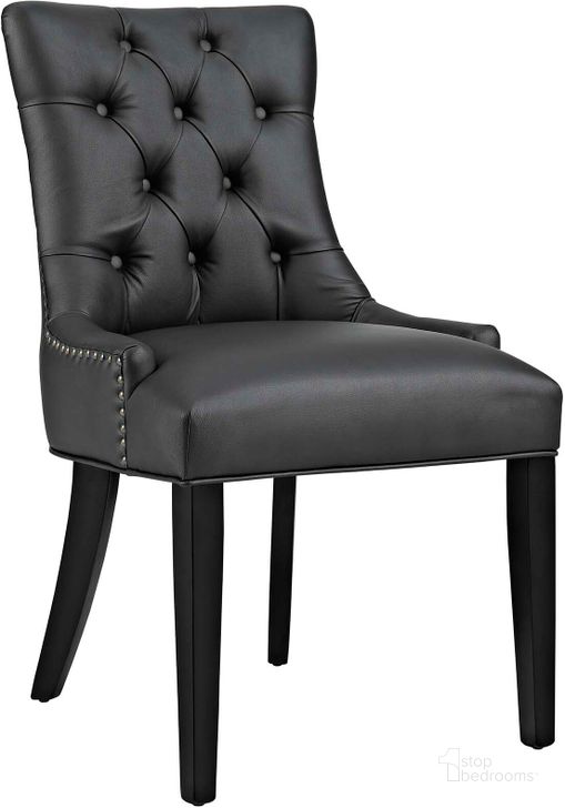 The appearance of Regent Black Tufted Faux Leather Dining Chair designed by Modway in the modern / contemporary interior design. This black piece of furniture  was selected by 1StopBedrooms from Regent Collection to add a touch of cosiness and style into your home. Sku: EEI-2222-BLK. Material: Wood. Product Type: Dining Chair. Image1