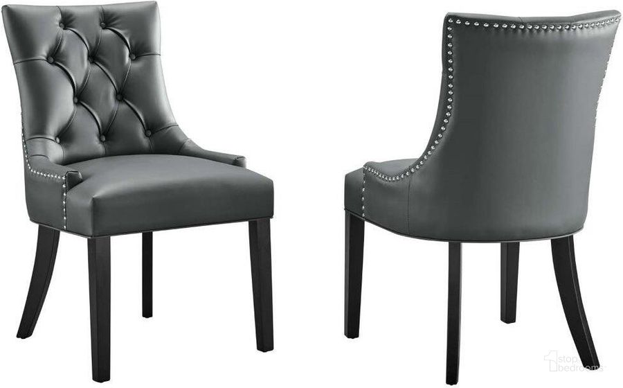 The appearance of Regent Dining Side Chair Vinyl Set of 2 In Gray designed by Modway in the modern / contemporary interior design. This gray piece of furniture  was selected by 1StopBedrooms from Regent Collection to add a touch of cosiness and style into your home. Sku: EEI-2742-GRY-SET. Material: Wood. Product Type: Side Chair. Image1