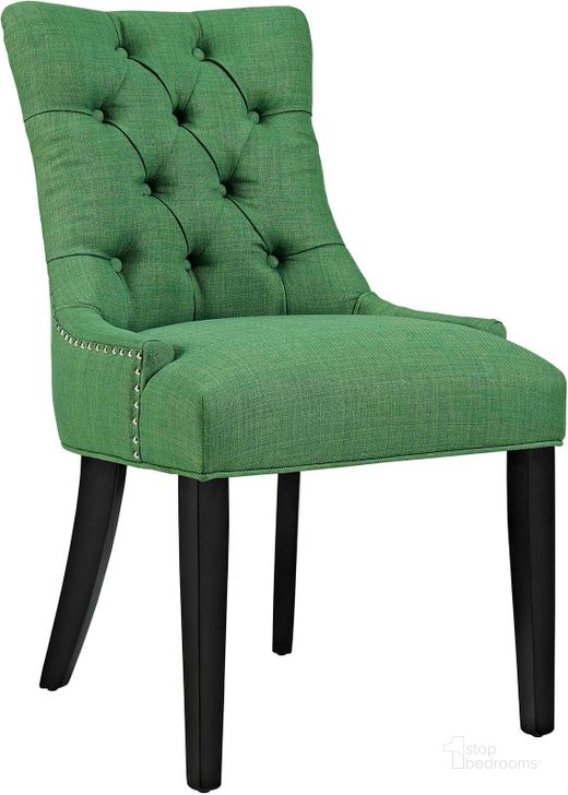 The appearance of Regent Kelly Green Tufted Fabric Dining Side Chair designed by Modway in the modern / contemporary interior design. This kelly green piece of furniture  was selected by 1StopBedrooms from Regent Collection to add a touch of cosiness and style into your home. Sku: EEI-2223-GRN. Material: Wood. Product Type: Side Chair. Image1