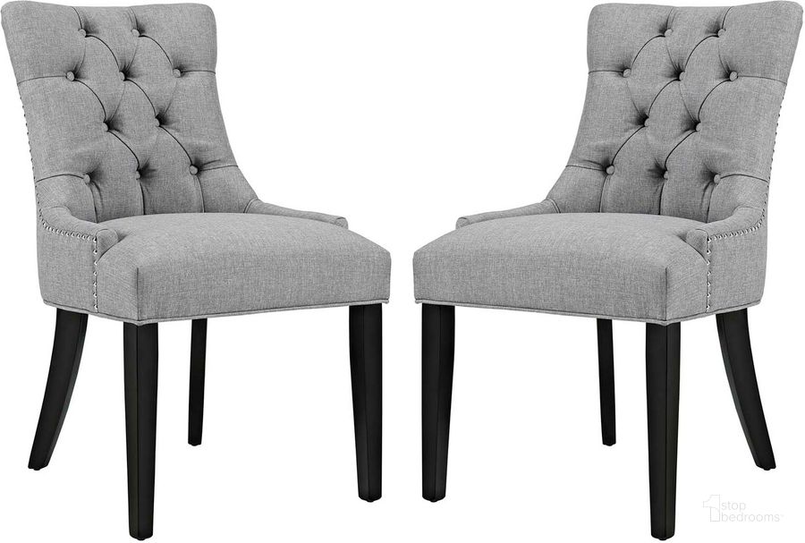 The appearance of Regent Light Gray Dining Side Chair Fabric Set of 2 designed by Modway in the modern / contemporary interior design. This light gray piece of furniture  was selected by 1StopBedrooms from Regent Collection to add a touch of cosiness and style into your home. Sku: EEI-2743-LGR-SET. Material: Wood. Product Type: Side Chair. Image1
