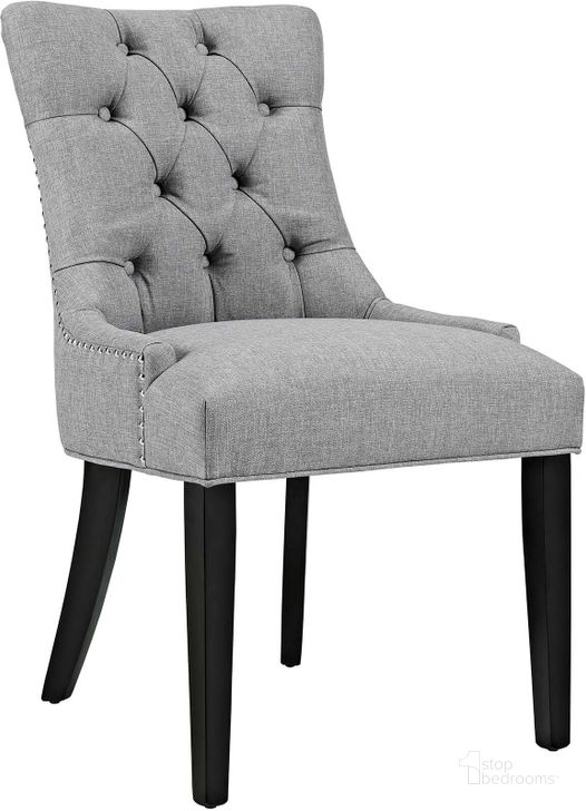 The appearance of Regent Light Gray Tufted Fabric Dining Side Chair designed by Modway in the modern / contemporary interior design. This light gray piece of furniture  was selected by 1StopBedrooms from Regent Collection to add a touch of cosiness and style into your home. Sku: EEI-2223-LGR. Material: Wood. Product Type: Side Chair. Image1