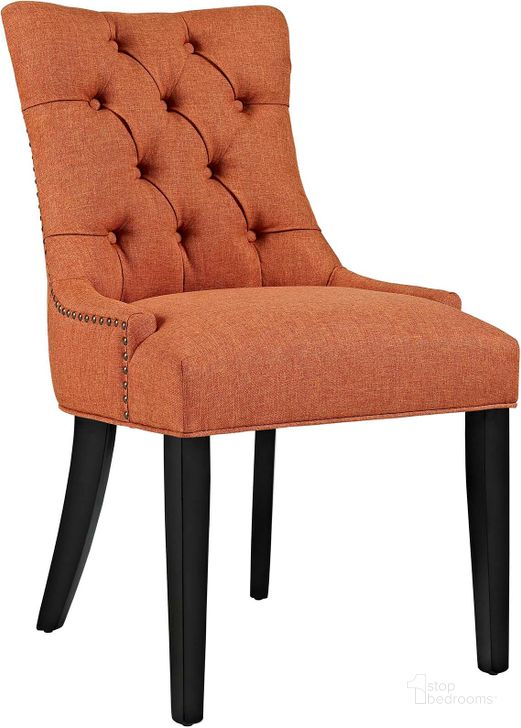 The appearance of Regent Orange Tufted Fabric Dining Side Chair designed by Modway in the modern / contemporary interior design. This orange piece of furniture  was selected by 1StopBedrooms from Regent Collection to add a touch of cosiness and style into your home. Sku: EEI-2223-ORA. Material: Wood. Product Type: Side Chair. Image1