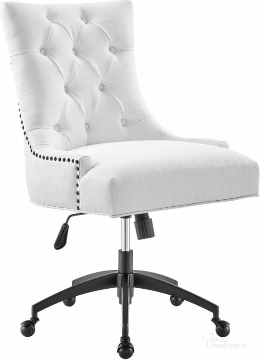 The appearance of Regent Tufted Fabric Office Chair EEI-4572-BLK-WHI designed by Modway in the modern / contemporary interior design. This black white piece of furniture  was selected by 1StopBedrooms from Regent Collection to add a touch of cosiness and style into your home. Sku: EEI-4572-BLK-WHI. Material: Wood. Product Type: Office Chair. Image1