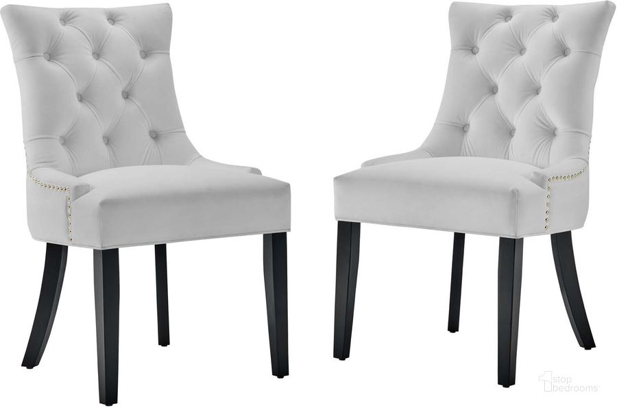 The appearance of Regent Tufted Performance Velvet Dining Side Chairs - Set of 2 EEI-3780-WHI designed by Modway in the modern / contemporary interior design. This white piece of furniture  was selected by 1StopBedrooms from Regent Collection to add a touch of cosiness and style into your home. Sku: EEI-3780-WHI. Product Type: Side Chair. Material: MDF. Image1