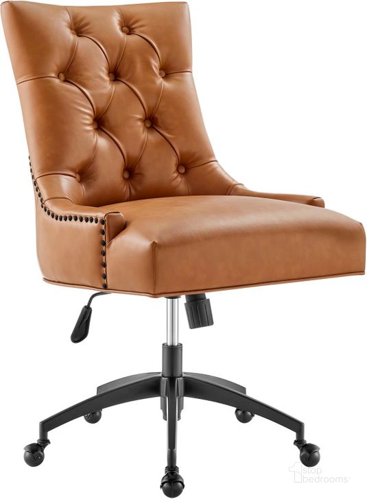 The appearance of Regent Tufted Vegan Leather Office Chair EEI-4573-BLK-TAN designed by Modway in the modern / contemporary interior design. This black tan piece of furniture  was selected by 1StopBedrooms from Regent Collection to add a touch of cosiness and style into your home. Sku: EEI-4573-BLK-TAN. Material: Wood. Product Type: Office Chair. Image1