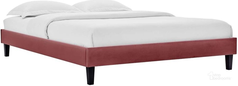 The appearance of Reign Full Performance Velvet Platform Bed Frame In Dusty Rose designed by Modway in the modern / contemporary interior design. This dusty rose piece of furniture  was selected by 1StopBedrooms from Reign Collection to add a touch of cosiness and style into your home. Sku: MOD-6265-DUS. Product Type: Bed Frame. Material: MDF. Image1
