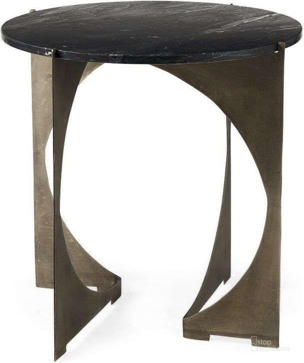 The appearance of Reinhold Ii Black Marble Top Iron Side Table designed by Mercana in the transitional interior design. This black piece of furniture  was selected by 1StopBedrooms from Reinhold Collection to add a touch of cosiness and style into your home. Sku: 69264-AB. Product Type: Side Table. Material: Iron. Image1
