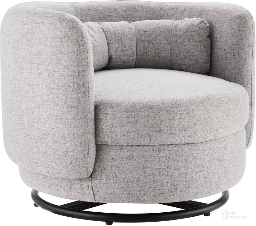The appearance of Relish Fabric Upholstered Upholstered Fabric Swivel Chair In Black Light Gray designed by Modway in the modern / contemporary interior design. This black light gray piece of furniture  was selected by 1StopBedrooms from Relish Collection to add a touch of cosiness and style into your home. Sku: EEI-5000-BLK-LGR. Material: Metal. Product Type: Accent Chair. Image1