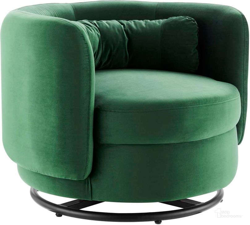 The appearance of Relish Performance Velvet Performance Velvet Swivel Chair In Emerald designed by Modway in the modern / contemporary interior design. This emerald piece of furniture  was selected by 1StopBedrooms from Relish Collection to add a touch of cosiness and style into your home. Sku: EEI-5001-BLK-EME. Product Type: Accent Chair. Material: Foam. Image1