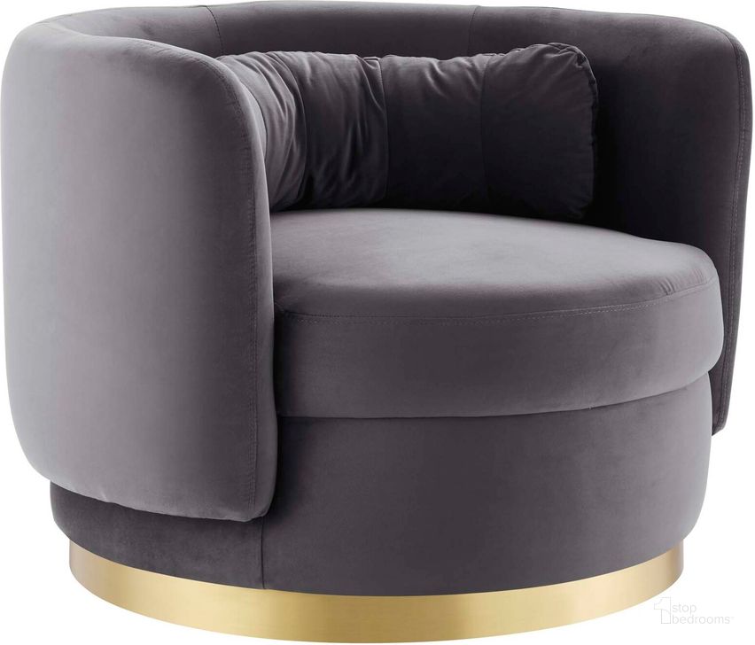 The appearance of Relish Performance Velvet Performance Velvet Swivel Chair In Gold Gray designed by Modway in the modern / contemporary interior design. This gold gray piece of furniture  was selected by 1StopBedrooms from Relish Collection to add a touch of cosiness and style into your home. Sku: EEI-4999-GLD-GRY. Material: Wood. Product Type: Accent Chair. Image1