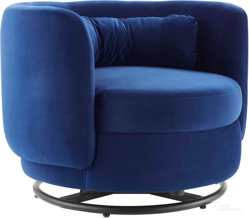 The appearance of Relish Performance Velvet Performance Velvet Swivel Chair In Navy designed by Modway in the modern / contemporary interior design. This navy piece of furniture  was selected by 1StopBedrooms from Relish Collection to add a touch of cosiness and style into your home. Sku: EEI-5001-BLK-NAV. Product Type: Accent Chair. Material: Foam. Image1