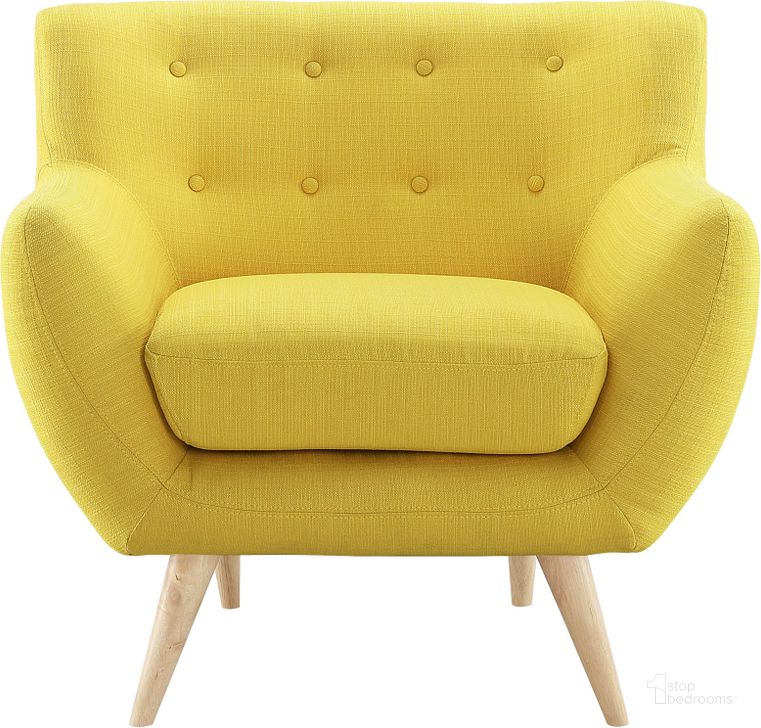 The appearance of Remark Sunny Upholstered Fabric Arm Chair designed by Modway in the modern / contemporary interior design. This sunny piece of furniture  was selected by 1StopBedrooms from Remark Collection to add a touch of cosiness and style into your home. Sku: EEI-1631-SUN. Material: Wood. Product Type: Living Room Chair. Image1