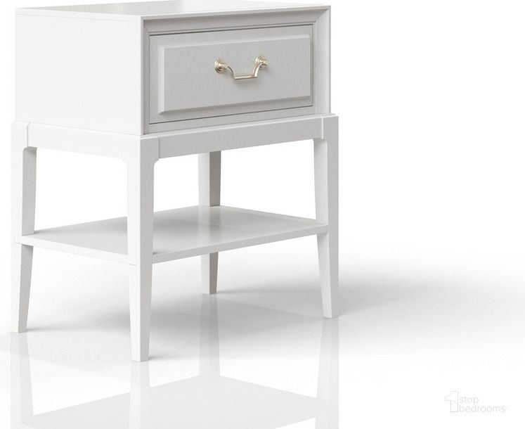 The appearance of Renascence 1 Drawer Nightstand designed by Bernards in the  interior design. This white piece of furniture  was selected by 1StopBedrooms from Renascence Collection to add a touch of cosiness and style into your home. Sku: 388-121. Product Type: Nightstand. Material: Wood Veneer. Image1