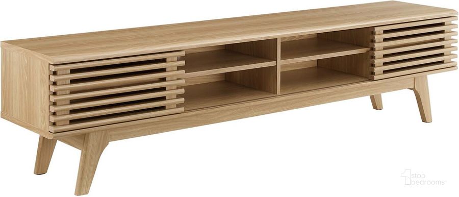 The appearance of Render 70 Inch Entertainment Center Tv Stand EEI-3303-OAK designed by Modway in the modern / contemporary interior design. This oak piece of furniture  was selected by 1StopBedrooms from Render Collection to add a touch of cosiness and style into your home. Sku: EEI-3303-OAK. Product Type: TV Stand. Material: MDF. Image1