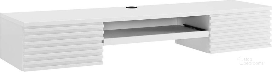 The appearance of Render Wall Mount Wood Office Desk In White designed by Modway in the modern / contemporary interior design. This white piece of furniture  was selected by 1StopBedrooms from Render Collection to add a touch of cosiness and style into your home. Sku: EEI-5865-WHI. Material: Wood. Product Type: Office Desk. Image1