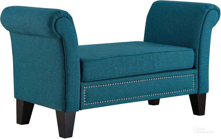 The appearance of Rendezvous Teal Bench designed by Modway in the modern / contemporary interior design. This teal piece of furniture  was selected by 1StopBedrooms from Rendezvous Collection to add a touch of cosiness and style into your home. Sku: EEI-2548-TEA. Product Type: Bench. Material: Plywood. Image1