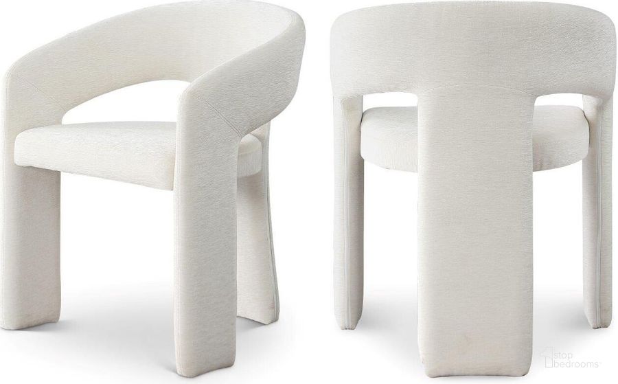 The appearance of Rendition Cream Plush Fabric Dining Chair designed by Meridian in the modern / contemporary interior design. This cream piece of furniture  was selected by 1StopBedrooms from Rendition Collection to add a touch of cosiness and style into your home. Sku: 911Cream-C. Product Type: Dining Chair. Material: Iron. Image1