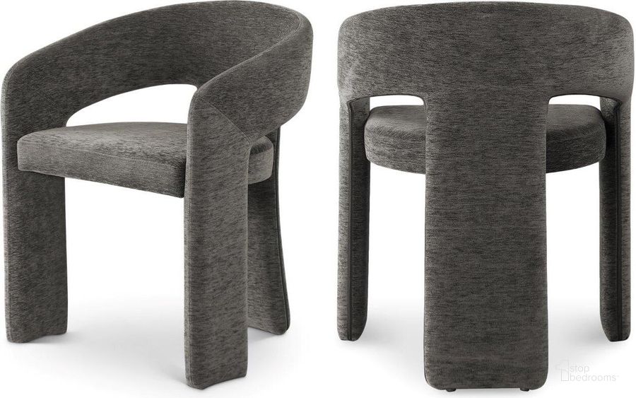 The appearance of Rendition Grey Plush Fabric Dining Chair designed by Meridian in the modern / contemporary interior design. This grey piece of furniture  was selected by 1StopBedrooms from Rendition Collection to add a touch of cosiness and style into your home. Sku: 911Grey-C. Product Type: Dining Chair. Material: Iron. Image1