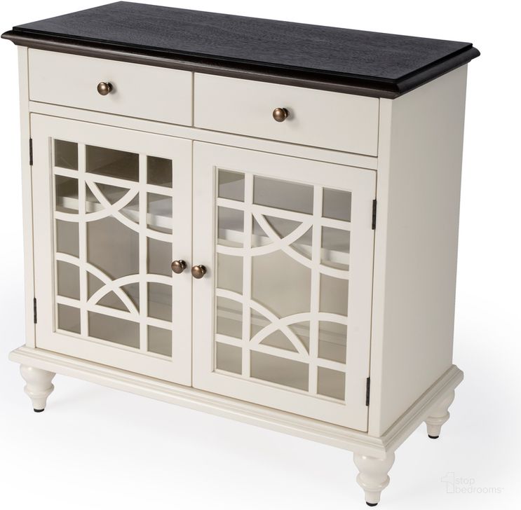 The appearance of Rene 2 Door 2 Drawer Cabinet In White designed by Butler Specialty Company in the traditional interior design. This white piece of furniture  was selected by 1StopBedrooms from Rene Collection to add a touch of cosiness and style into your home. Sku: 5632304. Material: Wood. Product Type: Accent Cabinet. Image1