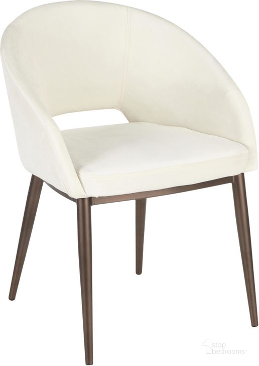 The appearance of Renee Contemporary Chair In Copper Metal Legs With Cream Velvet designed by Lumisource in the modern / contemporary interior design. This cream piece of furniture  was selected by 1StopBedrooms from Renee Collection to add a touch of cosiness and style into your home. Sku: CH-RENEE CUCR. Product Type: Chair. Material: Velvet. Image1