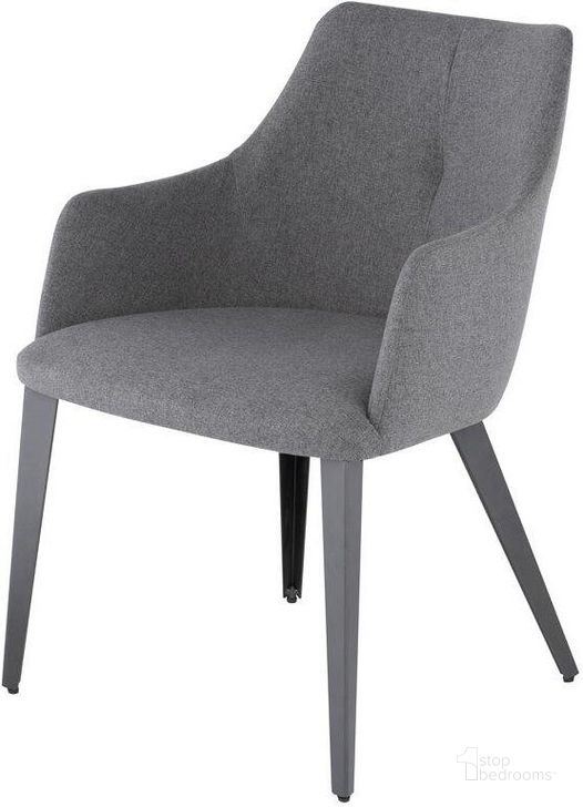 The appearance of Renee Shale Grey Fabric Dining Chair designed by Nuevo in the modern / contemporary interior design. This shale grey piece of furniture  was selected by 1StopBedrooms from Renee Collection to add a touch of cosiness and style into your home. Sku: HGNE139. Material: Fabric. Product Type: Dining Chair. Image1