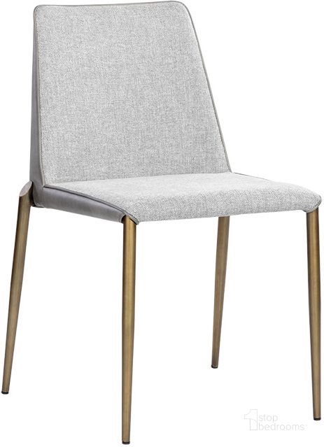 The appearance of Renee Stackable Dining Chair Set Of 2 In Belfast Heather Grey And Bravo Metal designed by Sunpan in the modern / contemporary interior design. This grey piece of furniture  was selected by 1StopBedrooms from Renee Collection to add a touch of cosiness and style into your home. Sku: 107880. Material: Faux Leather. Product Type: Dining Chair. Image1